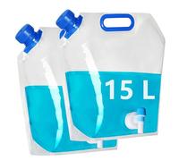 Hayaww Recipiente de Agua Plegable de Portátil con Grifo Bidón de Agua Plegable Bolsa de Agua Potable Tanque de Agua Potable Plegable para Camping al Aire Libre Senderismo Picnic Barbacoa (15 L×2)