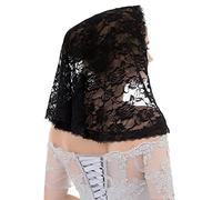 Hayaww Velo Capilla De Encaje, Velo De Novia Corto Velo Corto De Novia De Boda Velo De Iglesia Capilla Mujer Capilla Velo MantóN De Capilla De Encaje, 80x56cm, Para Disfraz De Boda De Carnaval (Negro)