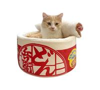 HAYCHE Ramen - Cama para gatos con forma de fideos instantáneos, cama calmante para gatos de interior, linda y cómoda, para mascotas, desmontable, multifuncional, suave, adecuada para gatos pequeños y