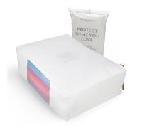 Hayden Hill Bolsa de almacenamiento de lujo de algodón orgánico para suéter y manta, 20 pulgadas, se adapta a 9 suéteres o 4 mantas, bolsa de ropa a prueba de polillas, organizador de ropa con