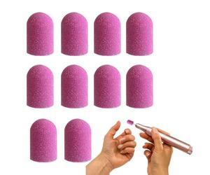 HAYGEM 10 Piezas Color Rosa Púrpura Capas de Lijado Tapa, 13 mm Broca Unhas Tapa Pulidora, Granulometría 180 Fresas Torno para Uñas, Adecuado para Tratamientos de Manicura y Pedicura
