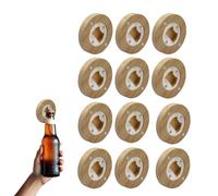 HAYGEM 12 Piezas Abrebotellas Cerveza Circular de Madera, Abre Botes Tarros Magnético, Abridor de Botes Portátil, Imán para Nevera, Adecuado Como Regalo para Padres, Parejas o Amigos