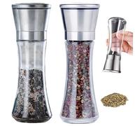 HAYGEM 2 Piezas Ceramic Stainless Steel Salt and Pepper Grinder Set, Molinillo Sal y Pimienta Manual, Encendido Apagado Ajustable Pimentero Magic, Utensilios de Cocina Tarro Sazonador de Especias