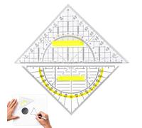 HAYGEM 2 Piezas Transportador de Angulos con Mango, Escuadra y Cartabon con Graduación Amarilla, Ángulo Recto Escuadras con Mango Transparente, para Oficinas Escolares, Matemáticas y Arte