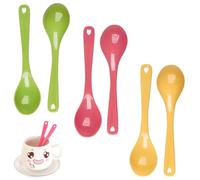 HAYGEM 24 Piezas Cucharas Desechables de Colores Mixtos Fabricadas en PP de 11.5 cm, Cucharas de Postre Multiusos, Cucharillas Postre con Agujero del Amor, para Sopas Calientes, Yogures, Postres