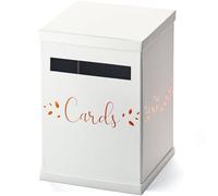Hayley Cherie - Caja de tarjetas de regalo blanca con diseño de lámina de oro rosa - Grande 8.7 x 8.7 x 12.8 pulgadas - Recepciones de boda, baby shower y novia, dulces 16, cumpleaños, bautizo