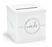 Hayley Cherie - Caja de tarjetas de regalo blanca con lámina negra impresa - Acabado texturizado - Tamaño grande de 10 x 10 pulgadas - Perfecto para bodas, baby showers, cumpleaños, graduación