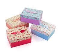 Hayley Cherie - Cajas de regalo florales con cintas y tapas (paquete de 20) - 8 x 6.3 x 3.5 pulgadas - Para galletas, dulces, fiestas, Navidad, vacaciones, cumpleaños, dama de honor, bodas