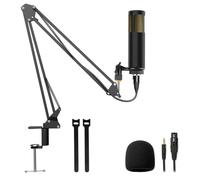 Hayner-Seek Kit de podcast de micrófono XLR con brazo de micrófono para PC condensador podcast Streaming micrófono cardioide Plug & Play para computadora, YouTube, grabación de juegos L02-50A