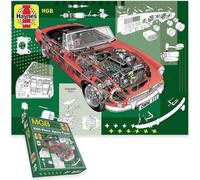 Haynes MGB - Rompecabezas clásico 1962-1980 MGB Roadster & GT Coupé | Rompecabezas de 1000 piezas con obras de arte técnicas de Haynes, diagramas de ingeniería y Bri