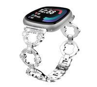HAYONLIY Bling Band compatible con Fitbit Versa 4/Versa 3/Sense 2/Sense, pulsera de metal de joyería de diamante, correa elegante en forma de O, pulseras de lujo de acero inoxidable para mujer, 8.8