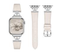 HAYONLIY Correa de piel compatible con Apple Watch Straps 41 mm 40 mm 42 mm 38 mm Women, Slim Thin Dressy Metal D-Shape Diamond Clasp for iWatch Series 11 10 9 8 7 6 5 4 3 2 1 SE, Metal