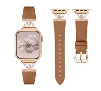 HAYONLIY Correa de piel compatible con Apple Watch Straps 41 mm 40 mm 42 mm 38 mm Women, Slim Thin Dressy Metal D-Shape Diamond Clasp for iWatch Series 11 10 9 8 7 6 5 4 3 2 1 SE, Metal
