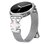 HAYONLIY Slim Metal Band Compatible con Samsung Galaxy Watch 8 40 mm 44 mm/Galaxy Watch 8 Classic 46 mm, malla de acero inoxidable correa magnética milanesa, Dressy Four-Leaf Clover Diamond Women