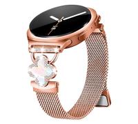 HAYONLIY Slim Metal Band Compatible con Samsung Galaxy Watch 8 40 mm 44 mm/Galaxy Watch 8 Classic 46 mm, malla de acero inoxidable correa magnética milanesa, Dressy Four-Leaf Clover Diamond Women