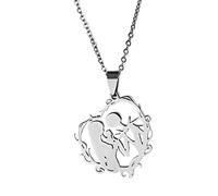 HAYOUWAY Jack and Sally - Collar de pesadilla antes de Navidad, cadena de corazón, colgante para mujer, joya de cumpleaños, Halloween, regalo para mujer, novia, Acero inoxidable