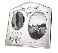 Haysom Interiors Marco de fotos doble chapado en plata tradicional de dos tonos para el 25º aniversario