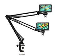 Hayve Soporte de brazo de microscopio, soporte de metal ajustable con abrazadera y base de ojal, soporte de microscopio de monedas, compatible con el modelo DM4 DM9 MS1 MS3 y la mayoría de