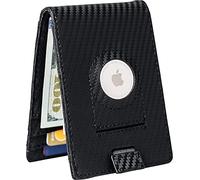 Hayvenhurst Cartera minimalista delgada para hombre, bolsillo frontal con bloqueo RFID, tarjetero de crédito, billetera de cuero con clip de metal para dinero, ventana de identificación y ranura