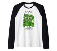 Haz abono para Tus Enemigos, Divertida jardinería, Esqueleto gótico, Jardinero Camiseta Manga Raglan