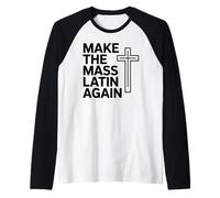 Haz de Nuevo la Cruz católica Tradicional en latín Camiseta Manga Raglan