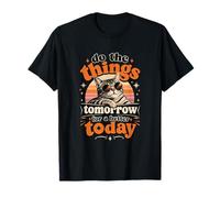 Haz Las Cosas mañana para Mejor Hoy Cool Lazy Cat Retro Camiseta
