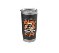 Haz las cosas mañana para mejor hoy Cool Lazy Cat Retro Vaso térmico de acero inoxidable de doble pared