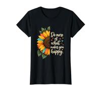 Haz más de lo Que te Hace Colorido Girasol inspiradora Cita Camiseta gráfica económica, Mujer, Negro, XL