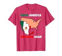 Haz Que América Mexicana Otra Vez Humor Latinos Mexicanos Camiseta, Hombre, Rojo Jaspeado, 3XL