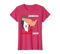 Haz Que América Mexicana Otra Vez Humor Latinos Mexicanos Camiseta, Mujer, Rojo Jaspeado, 3XL