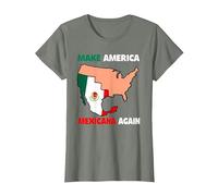 Haz Que América Mexicana Otra Vez Humor Latinos Mexicanos Camiseta, Mujer, Verde Militar Jaspeado, 3XL
