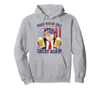 Haz que el 4 de julio sea genial otra vez Funny Trump Men Bebiendo cerveza Sudadera con Capucha