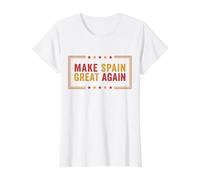 Haz Que España vuelva a ser Grande Retro Estrellas del Orgullo español Camiseta gráfica económica, Mujer, Blanco, L