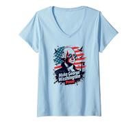 Haz Que George Washington se Sienta Orgulloso Camiseta Cuello V, Mujer, Azul Bebé, XXL