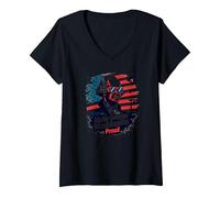 Haz Que George Washington se Sienta Orgulloso Camiseta Cuello V, Mujer, Negro, M