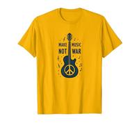 Haz Que la música no Sea la Guerra: protesta por la Guitarra Camiseta, Hombre, Dorado Brillante, XXL