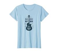 Haz Que la música no Sea la Guerra: protesta por la Guitarra Camiseta, Mujer, Azul Bebé, L