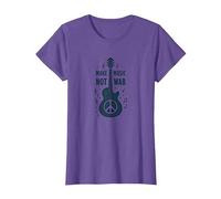 Haz Que la música no Sea la Guerra: protesta por la Guitarra Camiseta, Mujer, Morado Jaspeado, 3XL