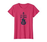Haz Que la música no Sea la Guerra: protesta por la Guitarra Camiseta, Mujer, Rojo Jaspeado, XXL