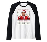 Haz Que la Navidad Sea Grande Otra Vez con diseño Divertido de Trump Santa Camiseta Manga Raglan