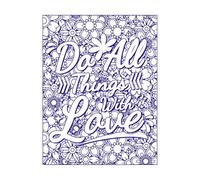 Haz todas las cosas con amor, cita inspiradora, diseño. Calcomanías de pared de papel adhesivo 52x67.9cm Personalización personalizada Azul oscuro
