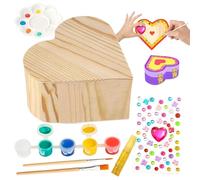 Haz tu propia de joyas, pinta tu propia de joyería de madera, de almacenamiento de madera, juego de dibujo | Juego de arte "Cofre del tesoro para niños pequeños", juego de pintura