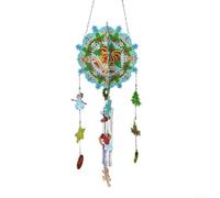 Haz tu propio colgante de campanilla de viento con técnica de bordado de diamantes con motivos de cruz y casa para uso en interiores y exteriores (PFL511)