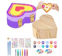 Haz tu Propio joyero - de Almacenamiento de Madera, Kit de Dibujo, Tesoro con Suministros de artesanía | Decorar el corazón, Artes y artesanías para niños y niñas de 3 a 12 años, a