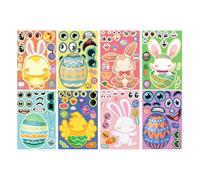 Haz tus propias pegatinas | 8 Hojas de Divertidos Regalos de de Pascua - Pegatinas de Cara de Pascua con Conejo y Huevo,para niños, niñas, aula, hogar, escuela, coche, viaje, manualidades