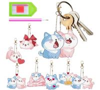 Haz tus propios llaveros de gemas, 8 piezas de actividades de manualidades de doble cara, llaveros de arte de gemas, kit de llavero de arte de gemas | Llavero de cristal brillante para niños y niñas