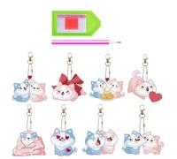 Haz tus propios llaveros de gemas, bonito juego de actividades de manualidades con temática de perro, llavero para niños, para principiantes, niños, niñas, mochila, bolso, bolso