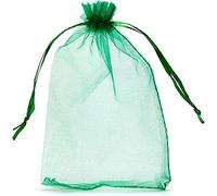 HAZARA50pcs 5x7 "clear pull Cord organza gift Bag Jewelry Bag Party Wedding favorite Candy Bag Christmas White-green