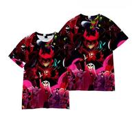 Hazbin Hotel - Camiseta de manga corta con diseño de anime 3D, estampado de ángel, polvo, Charlie, para hombre, casual, cuello redondo, caricatura, a la moda, deportivo, XXS-XXL, Tipo C, L