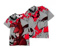 Hazbin Hotel - Camiseta de manga corta con diseño de anime 3D, estampado de ángel, polvo, Charlie, para hombre, casual, cuello redondo, caricatura, a la moda, deportivo, XXS-XXL, Tipo H, L